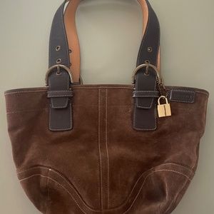Vintage Coach #9522 Brown Suede Hobo Bag